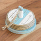 Set of 4 Wooden Seashore Coasters with Storage Holder