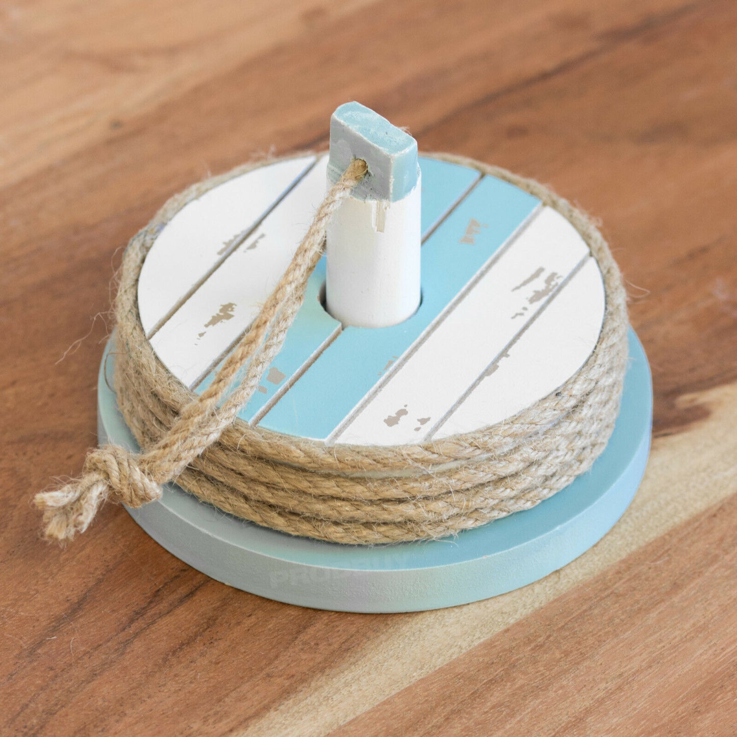 Set of 4 Wooden Seashore Coasters with Storage Holder