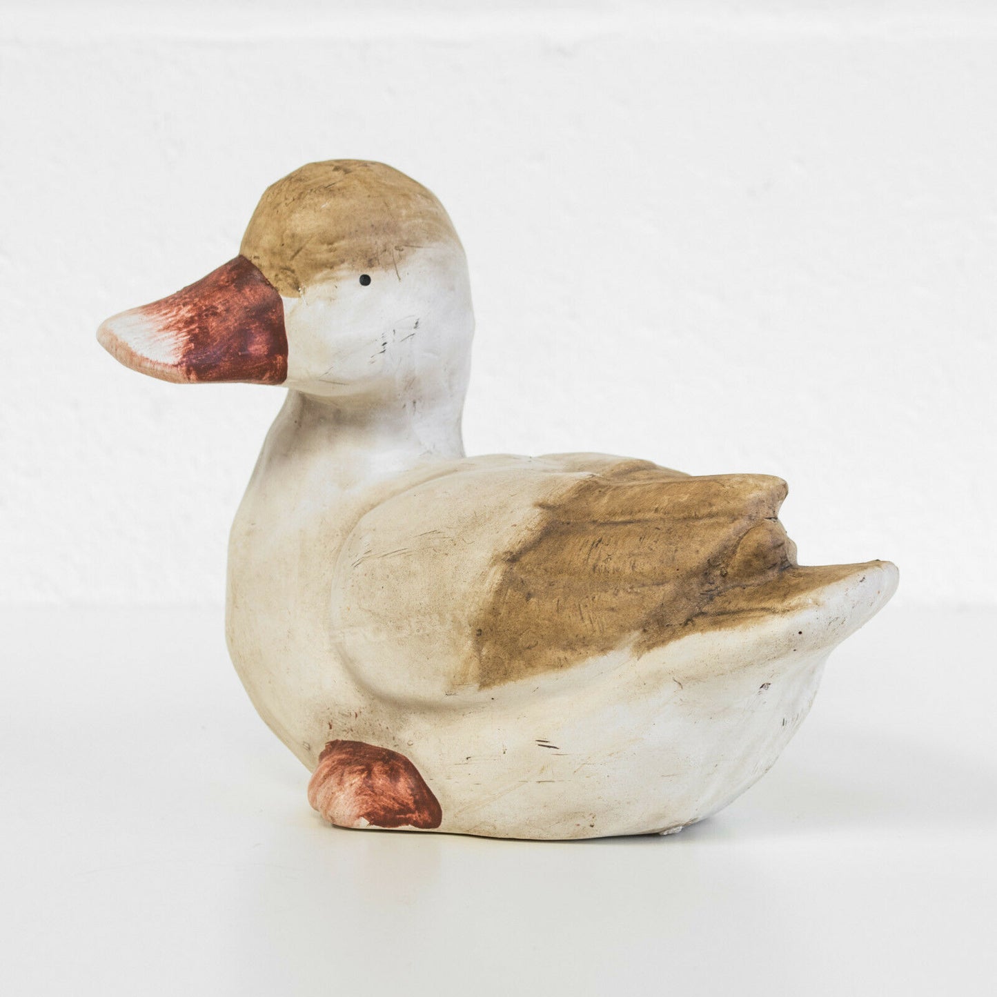 Cute Duck Ornament Brown & White Ceramic 20cm