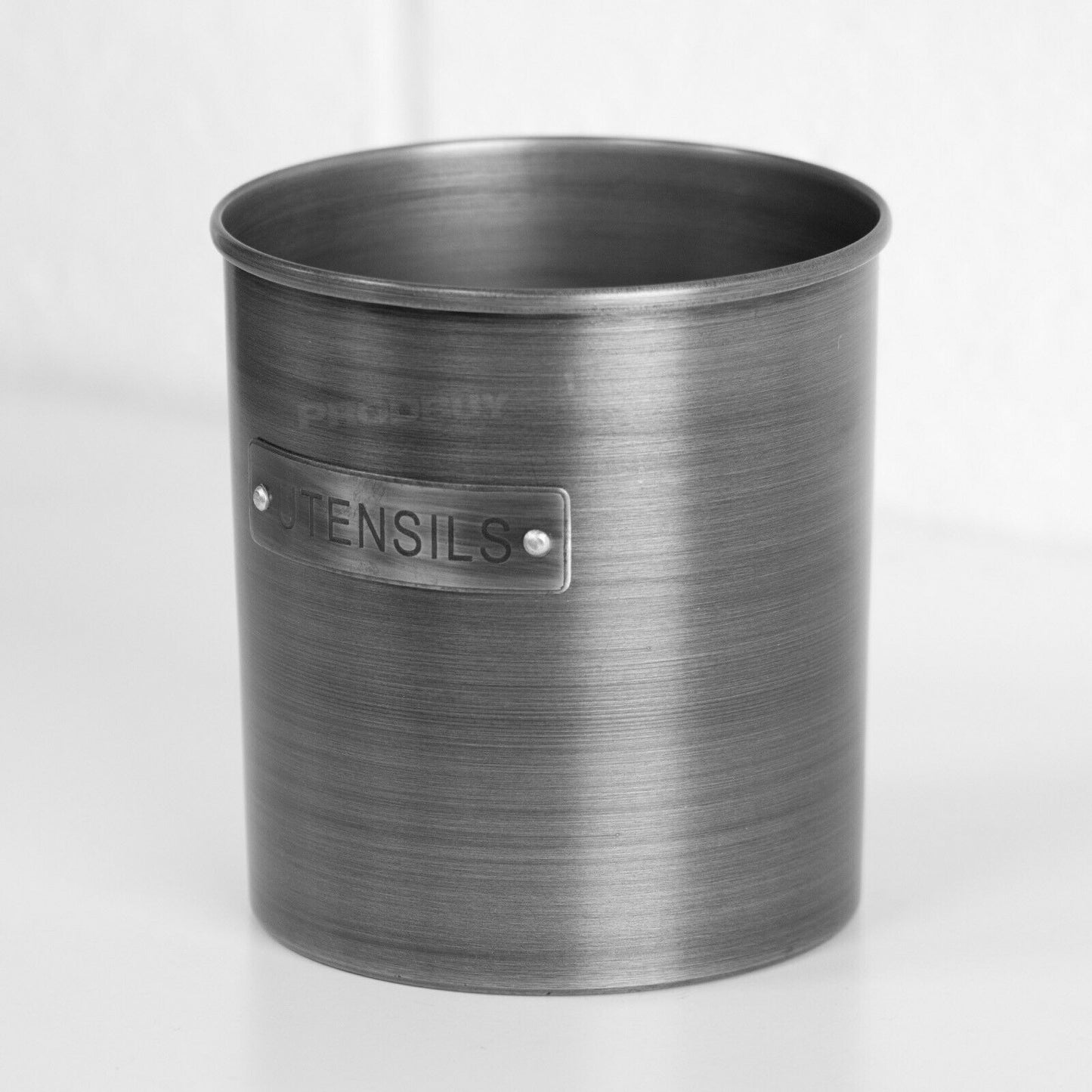 Dark Silver Metal Kitchen Utensil Pot