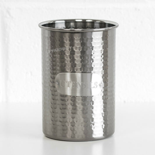 Grey Hammered Kitchen Utensil Storage Pot