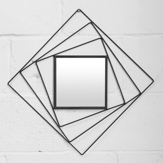 Black Wire Wall Mirror with 40cm Geometric Frame