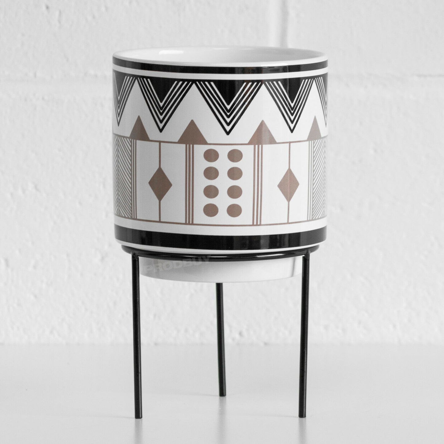 Aztec Plant Pot with Black Stand
