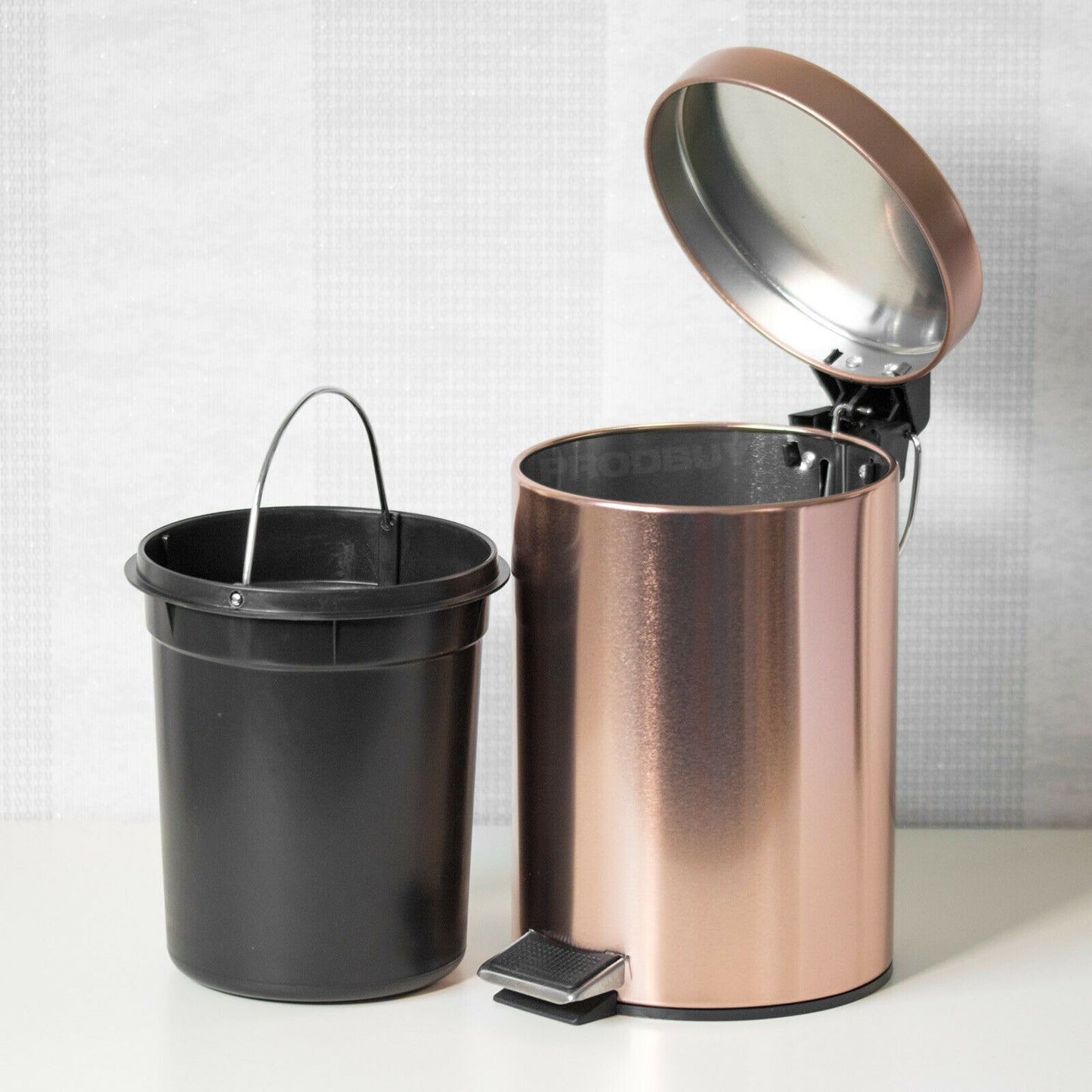 Small 3 Litre Copper Rose Gold Pedal Bin