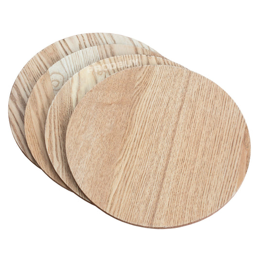 Round Wooden Veneer 4 x Placemats and 4 x Coasters Set