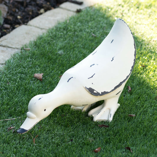 White Drinking Garden Duck Ornament