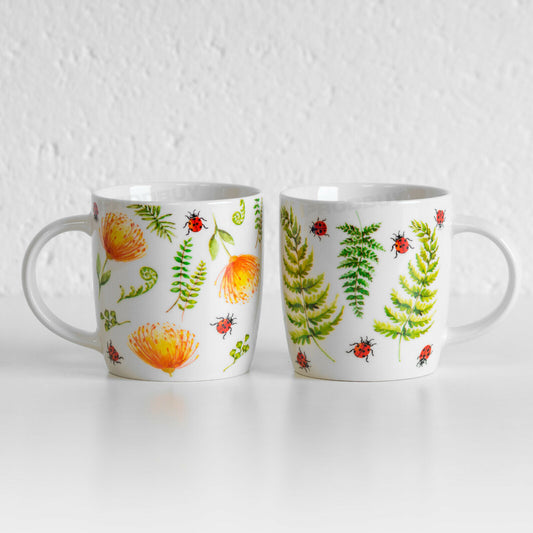Set of 2 Floral Ladybird Coffee Mugs