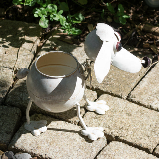 Nodding Poodle Metal Dog Planter