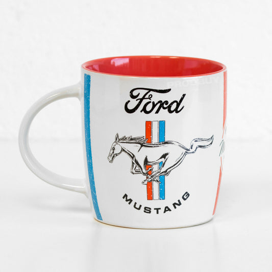 White Ford Mustang Retro Coffee Mug