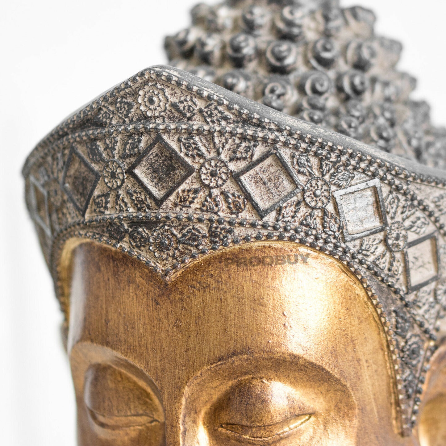 Buddha Head Ornament Aged Gold Colour Appearance