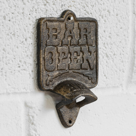 Cast Iron 'Bar Open' Wall Mounted Bottle Opener