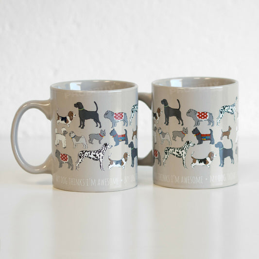 Set of 2  "My Dog Thinks I'm Awesome" Stoneware Coffee Mugs