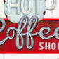'Hot Coffee Shop' Large 48cm Retro Metal Wall Sign