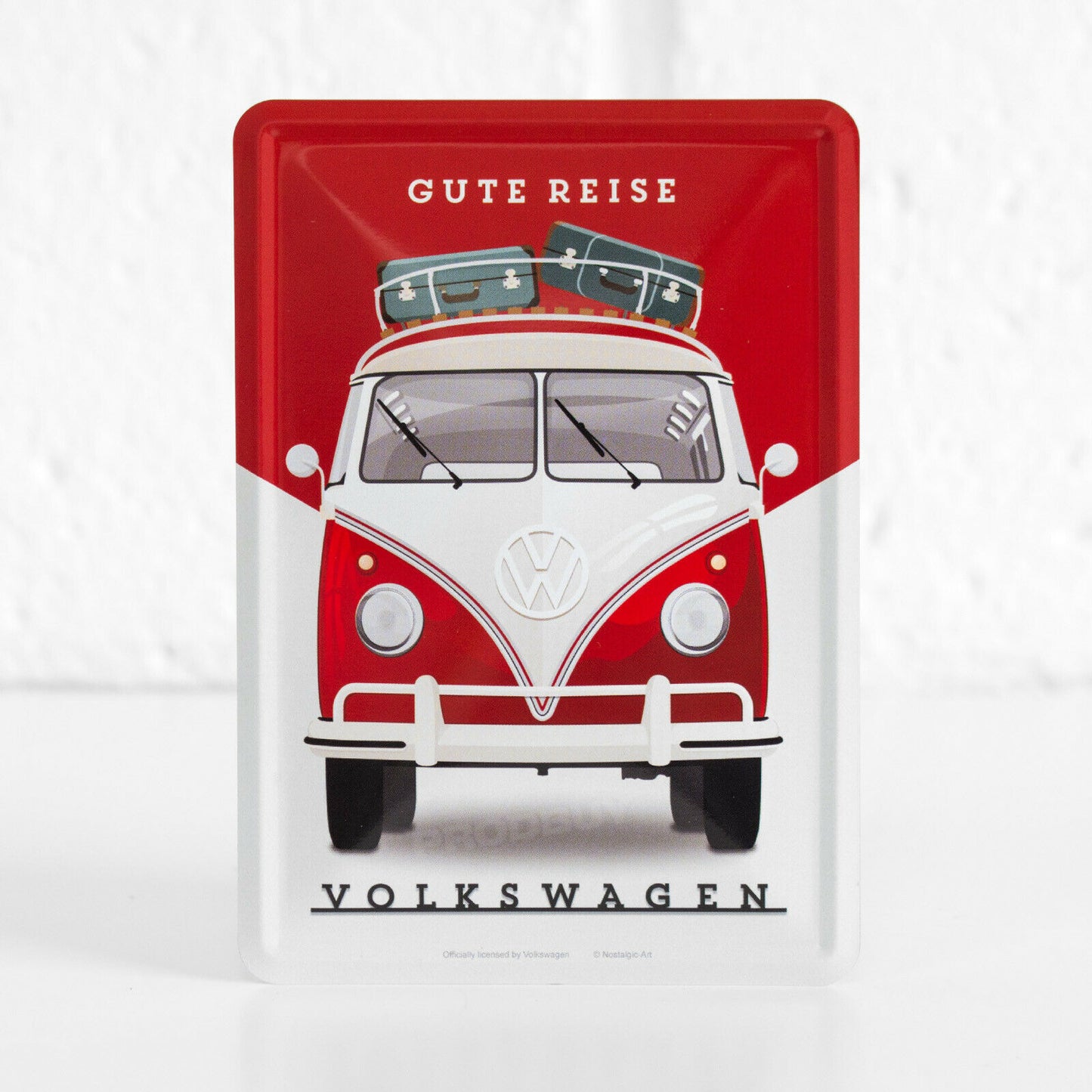 Small Retro Red Camper Van Metal Wall Sign