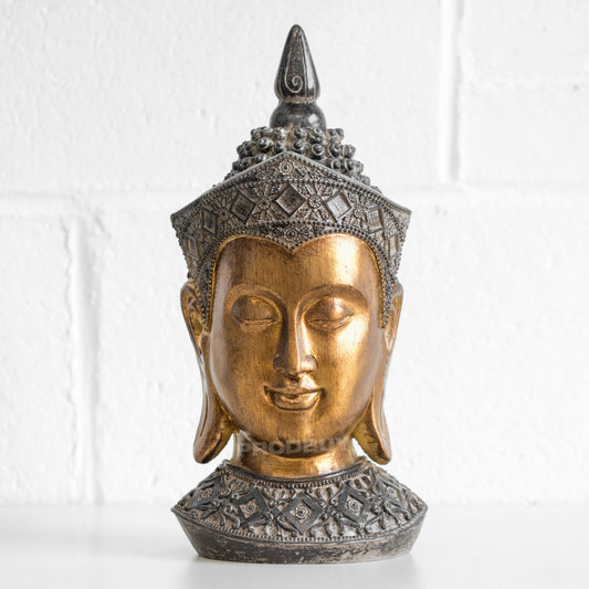 Buddha Head Ornament Aged Gold Colour Appearance