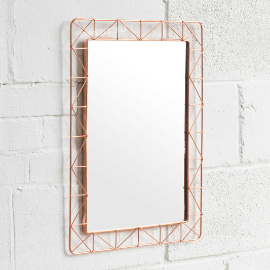 Copper Colour Metal Wall Mirror Large Rectangle 55cm