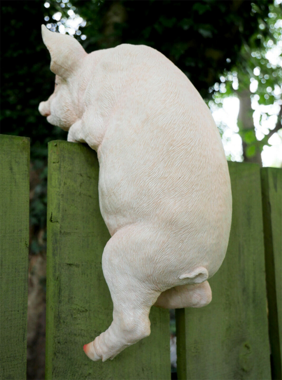 Fence Hanging Pink Pig Ornament