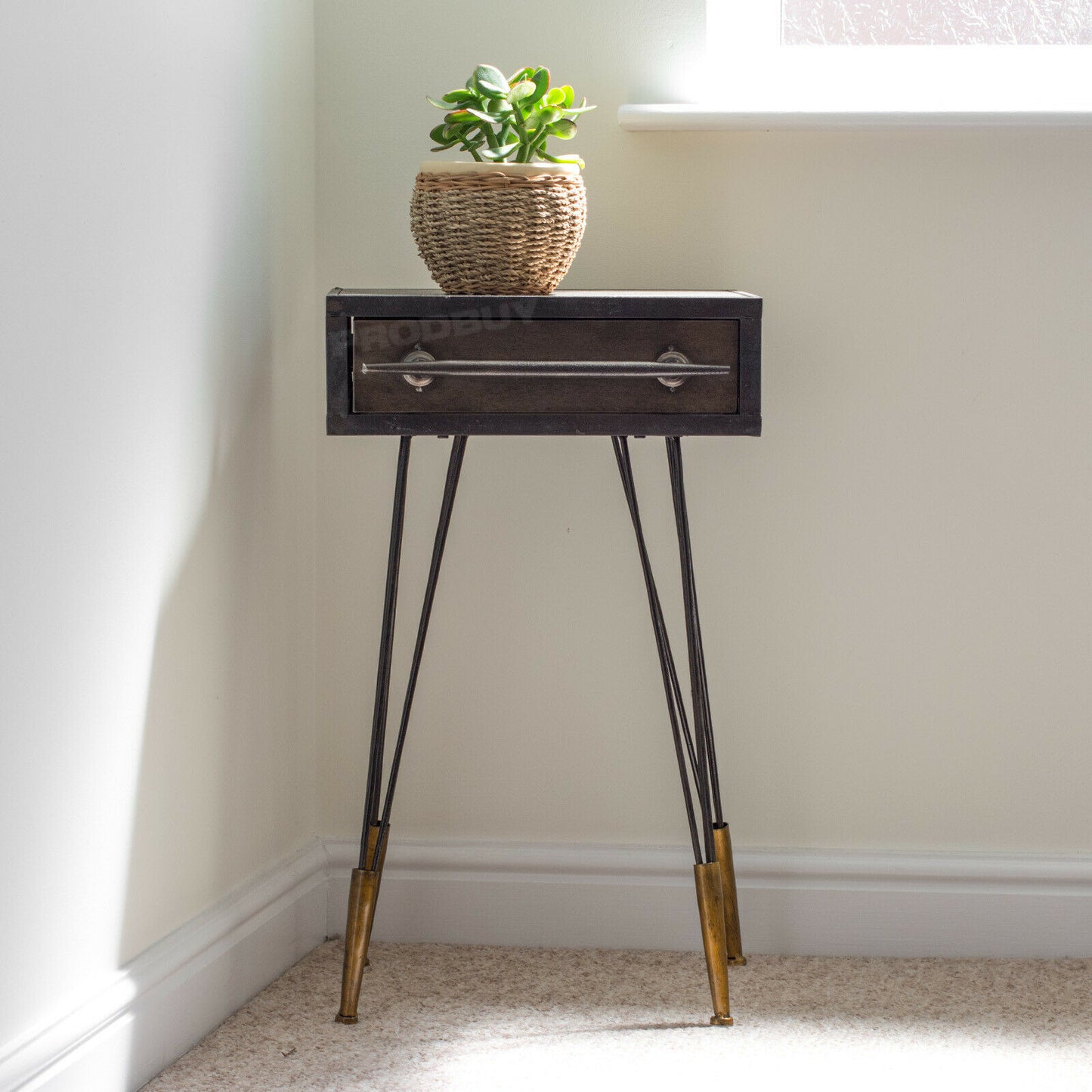 Vintage Industrial Bedside Table Rustic Retro Design