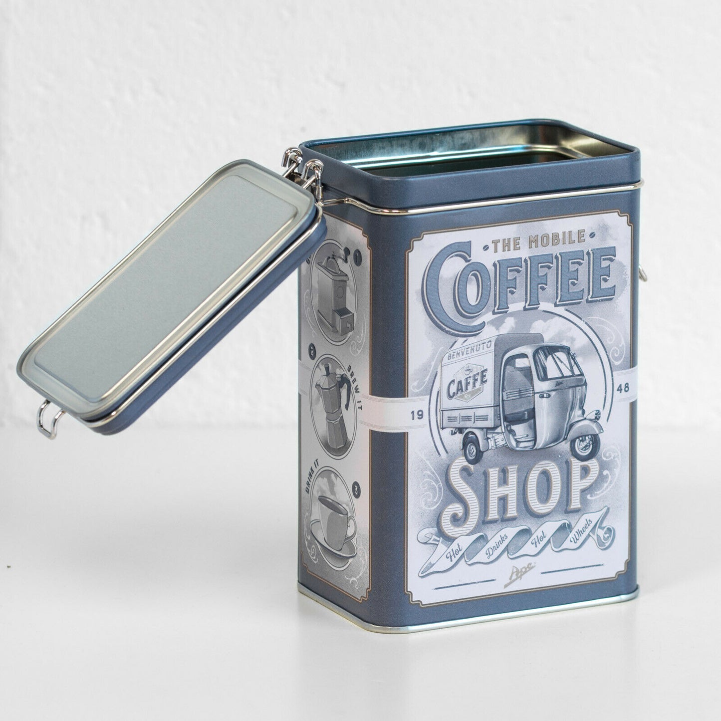 Retro 'Mobile Coffee Shop' 1.3 Litre Storage Tin