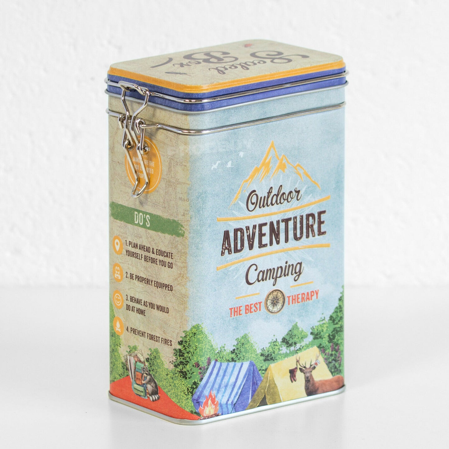 Retro 'Outdoor Adventure Camping' 1.3 Litre Storage Tin