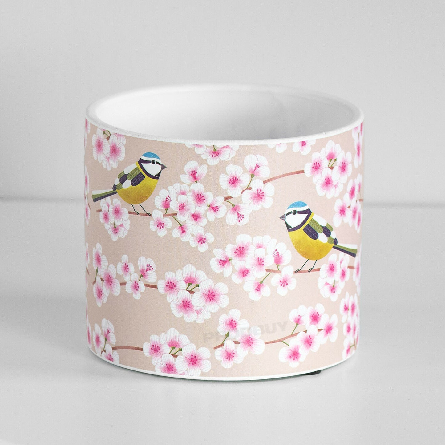 Pink Blossom Birds 12cm Plant Pot Small Ceramic Indoor Cover