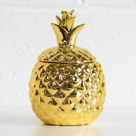 Gold Pineapple Fruit Trinket Pot Ornament