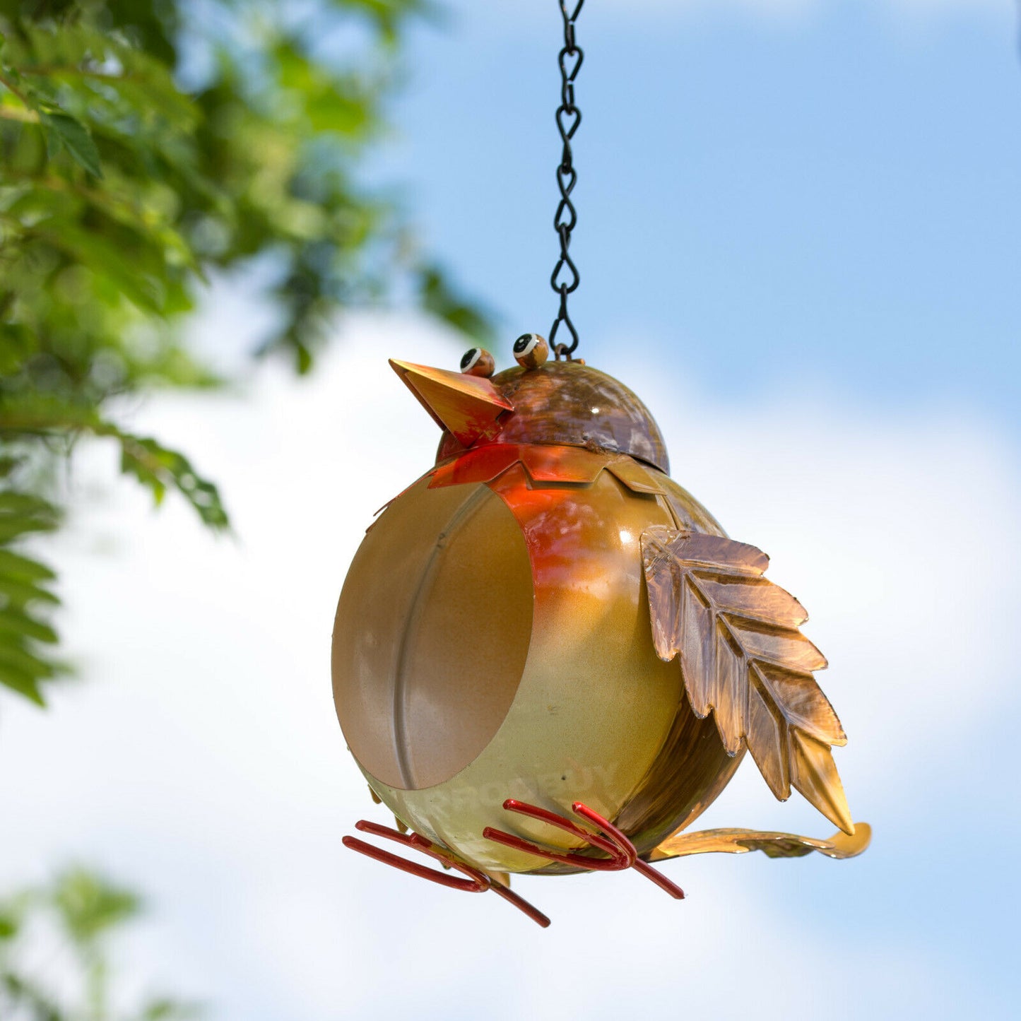 Hanging Robin Metal Garden Bird Feeder