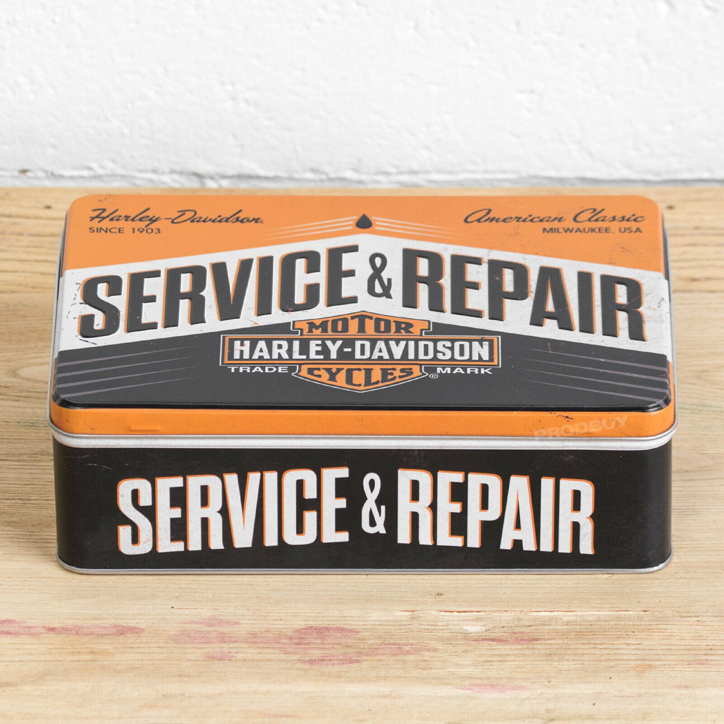 Harley-Davidson 'Service & Repair' 2.5L Flat Tin Storage Box