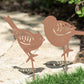 Set of 2 Rusty Metal Birds Garden Stake Ornaments
