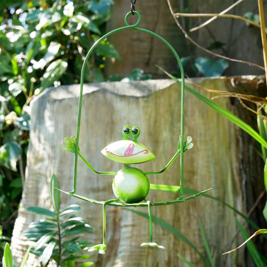 Frog On Leaf Swing Hanging Garden Ornament