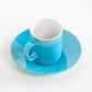 Mini 3oz Blue Espresso Cups & Saucers Dishwasher Safe Fine Stoneware