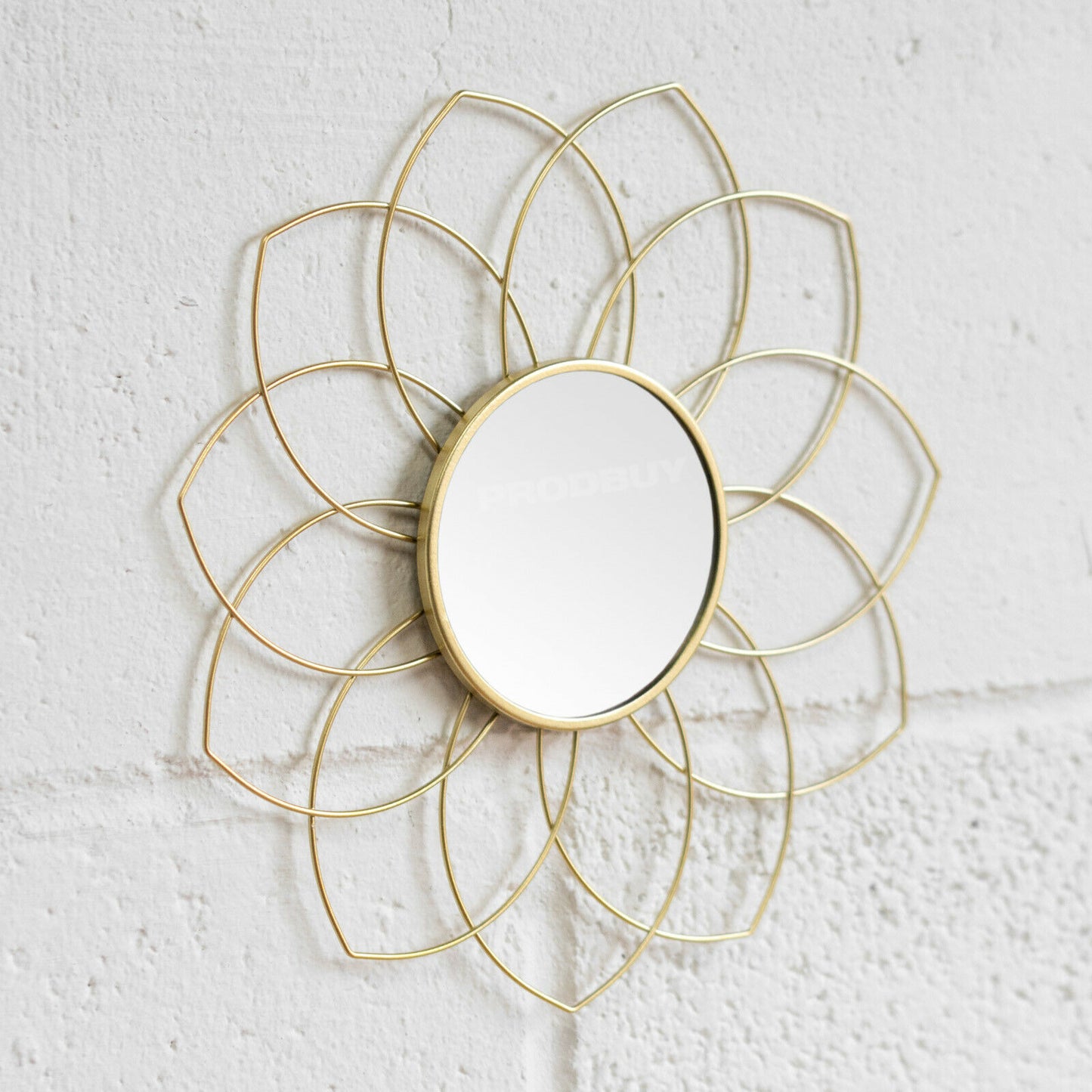 Set of 3 Small Gold Frame Glass Wall Mirrors