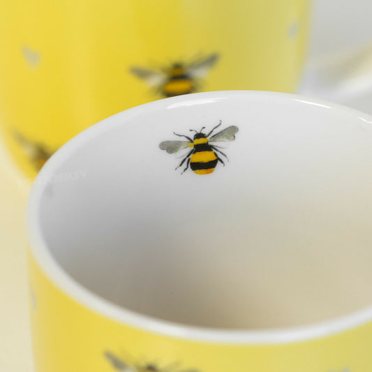 Set of 2 Yellow Busy Bees Coffee Mugs