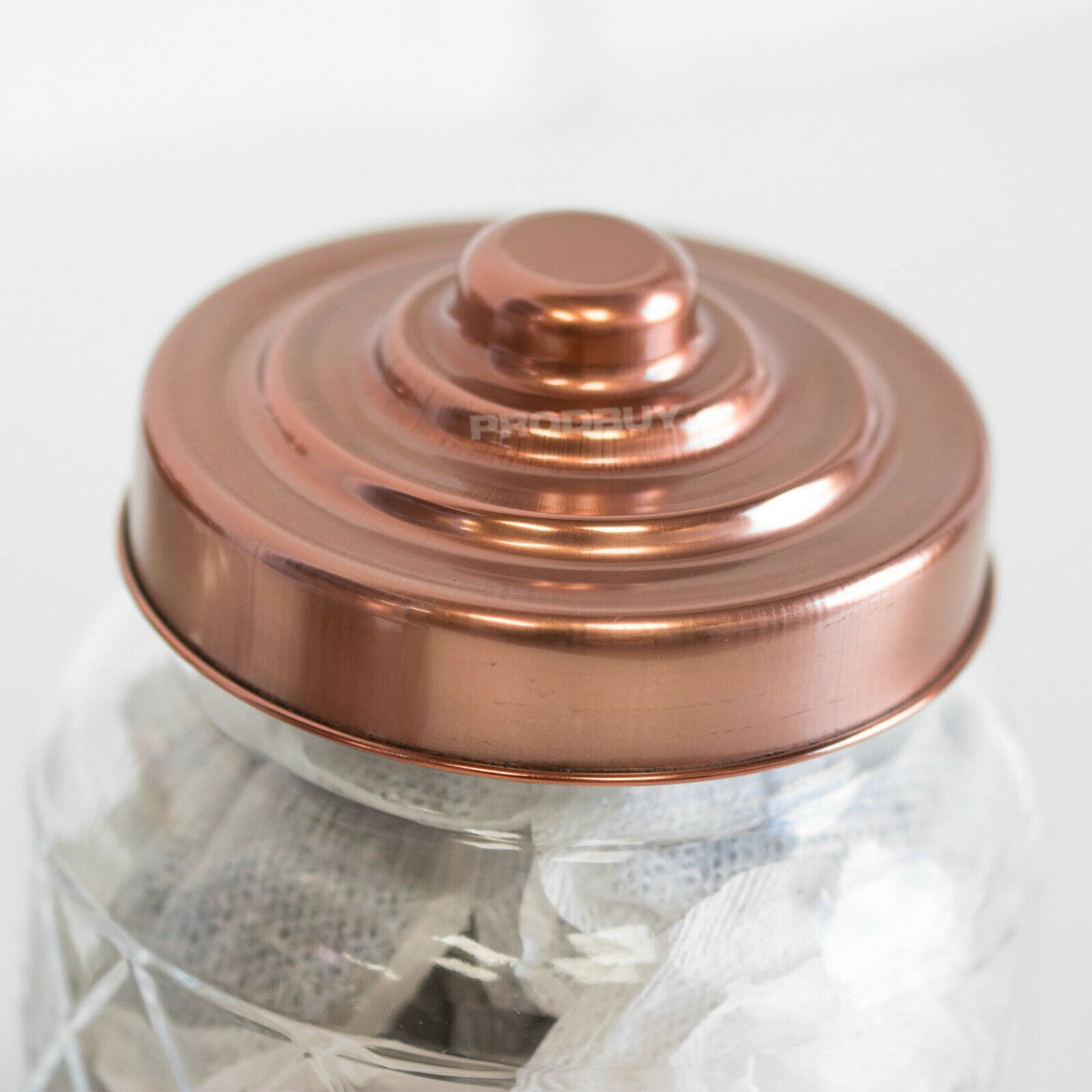 Set of 3 Copper Glass Storage Jars 650ml