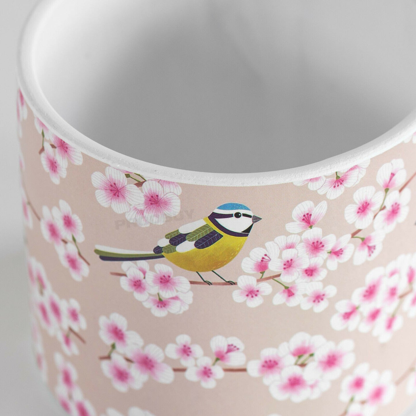 Pink Blossom Birds 12cm Plant Pot Small Ceramic Indoor Cover