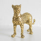 Gold Standing Resin Leopard 20cm Wild Cat Ornament