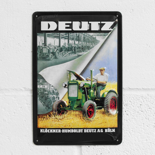 Deutz Tractor 30cm Metal Wall Sign Retro Farm Garage Plaque Art Gift