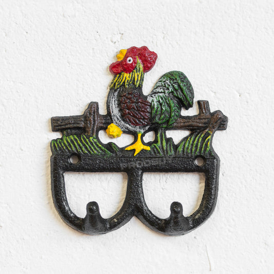 Cast Iron Chicken Double Wall Storage Hook Coat Keys