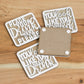 Set of 4 Two Tone White Wood Coasters with Holder