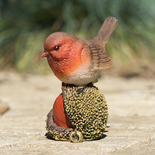 Robin On Chestnut Small Realistic Bird Ornament