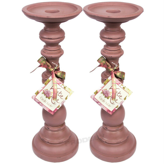 Katie Alice Pillar Candlestick Holder Burgundy 30cm Tall