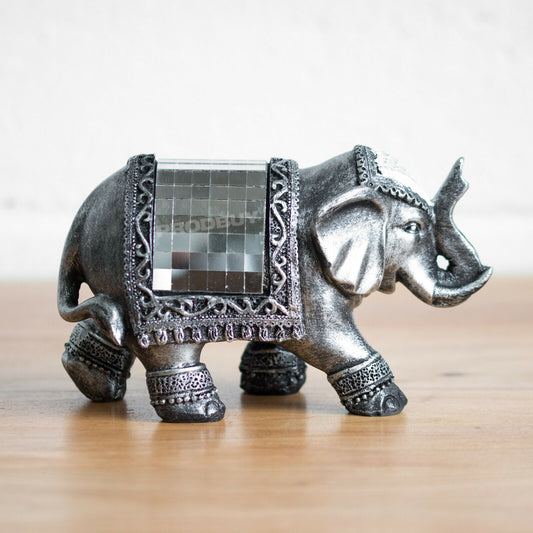 Mosaic Silver Elephant Ornament Small 11cm
