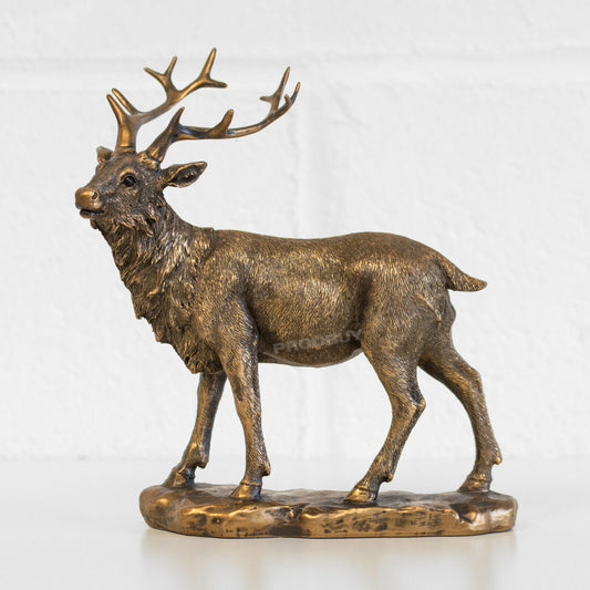 Bronzed Stag Ornament Deer Reindeer Sculpture