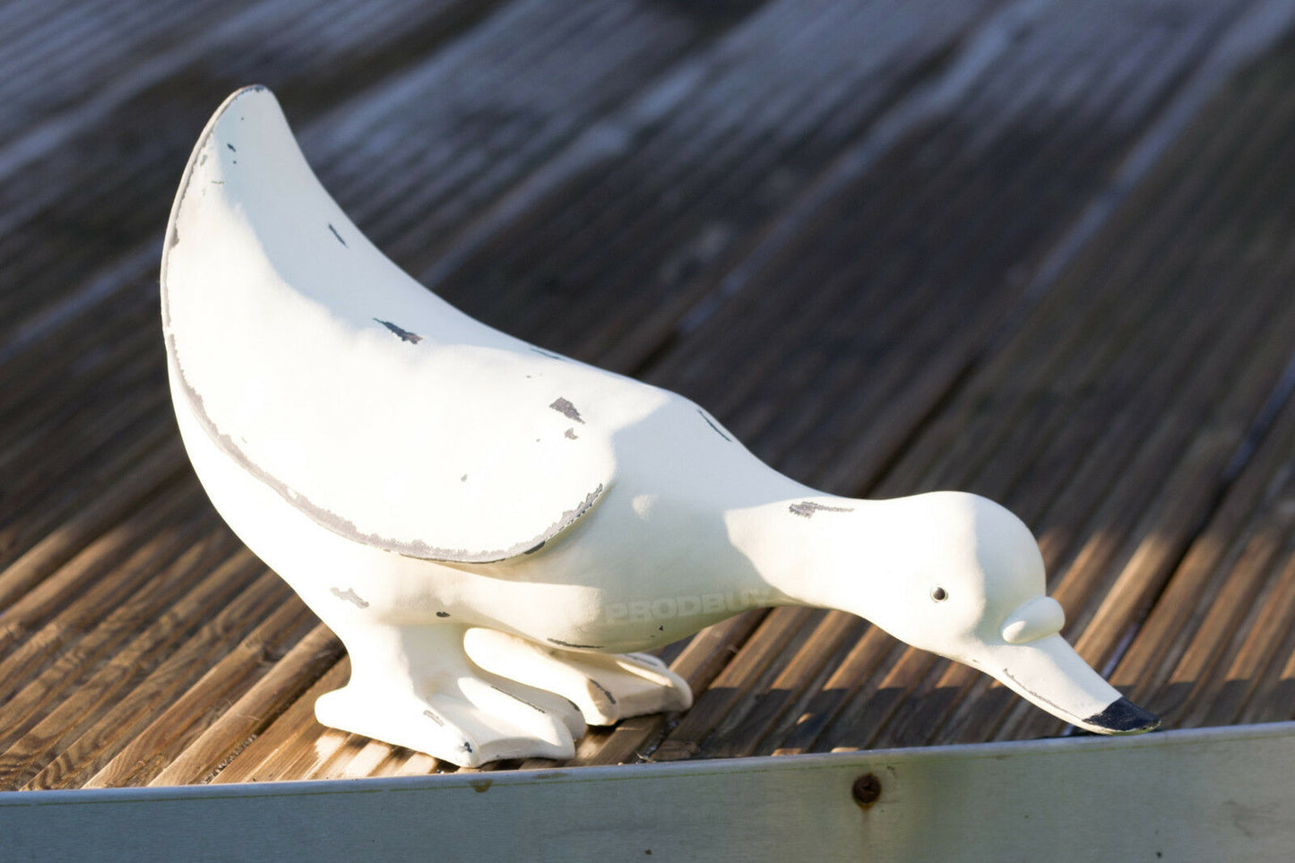 White Drinking Garden Duck Ornament