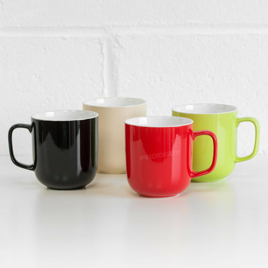 Set of 4 Brights Colour 14oz Fine Stoneware Barrel Mugs Tea Coffee Latte Cups