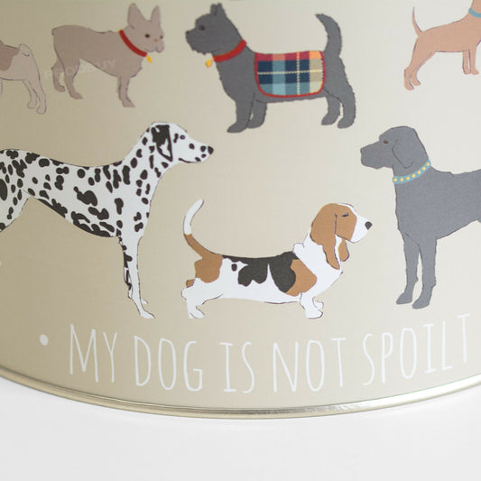 Grey Round Dog Treat Storage Tin Novelty Biscuit Barrel
