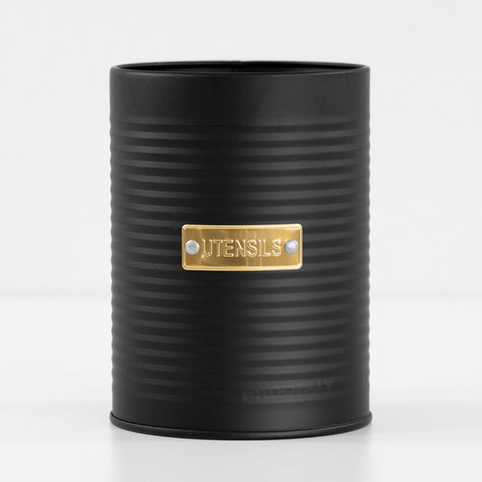 Black & Gold Kitchen Utensil Storage Pot