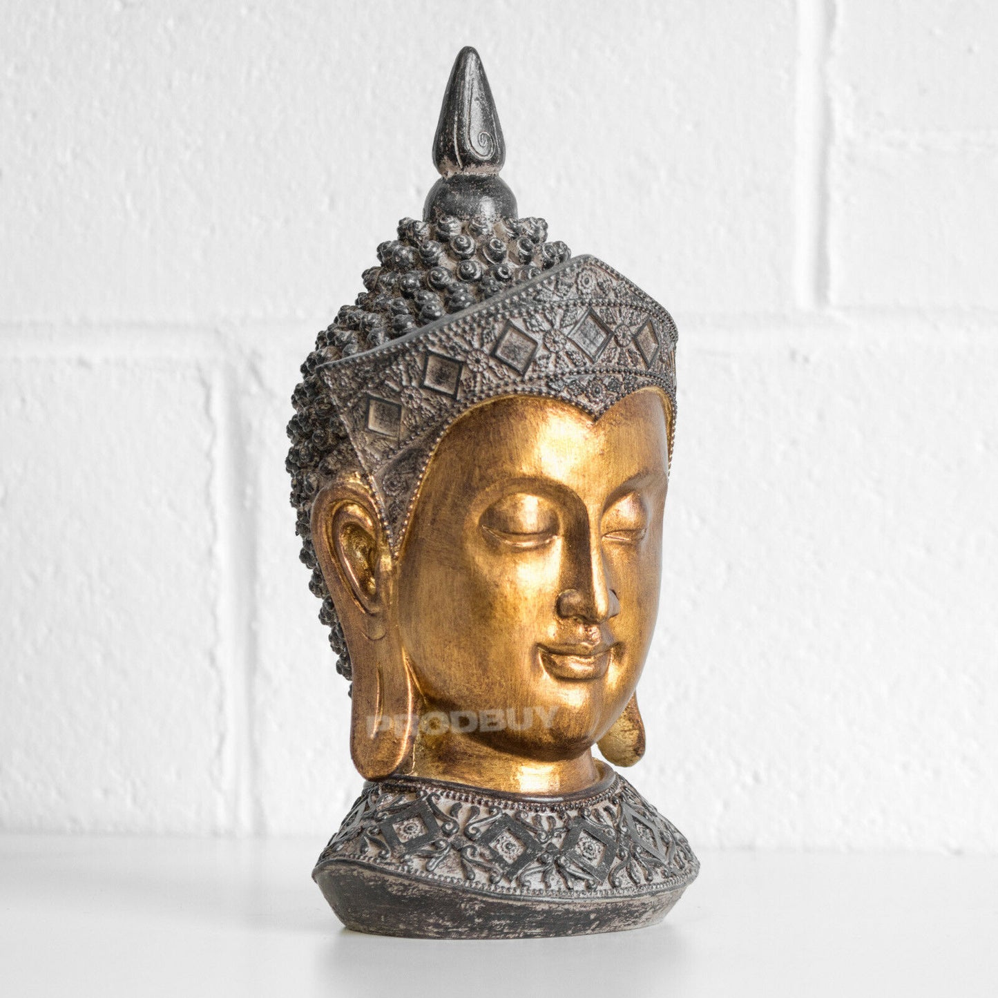 Buddha Head Ornament Aged Gold Colour Appearance