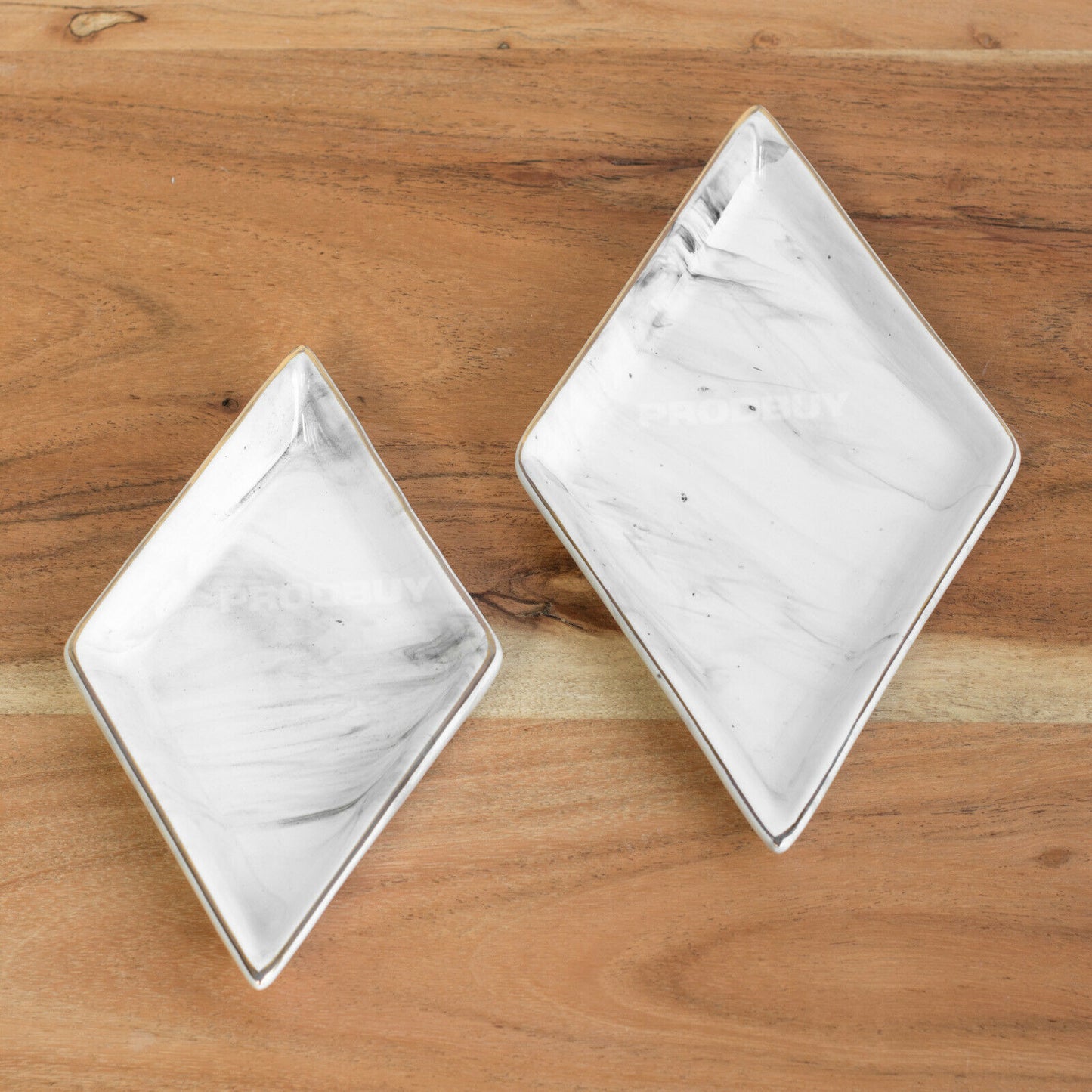 Set of 2 Ceramic Marble Effect Trinket Dishes