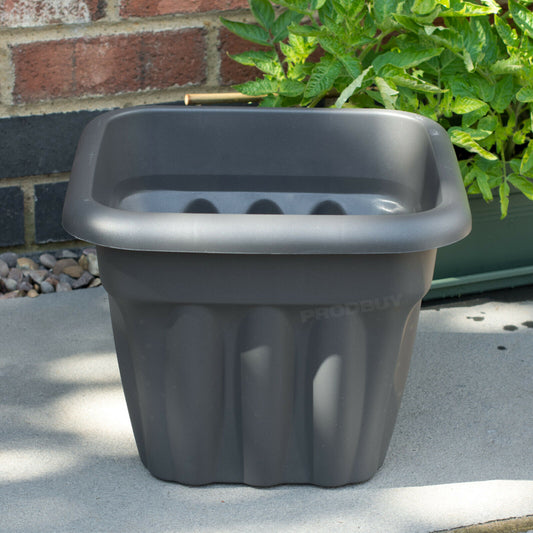 Set of 2 Graphite Grey 32cm Square Planters